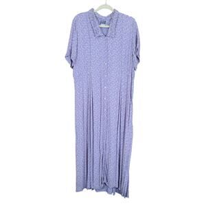 VTG April Too One Size Boho Cottagecore Pleated Floral Print Maxi Dress Buttons